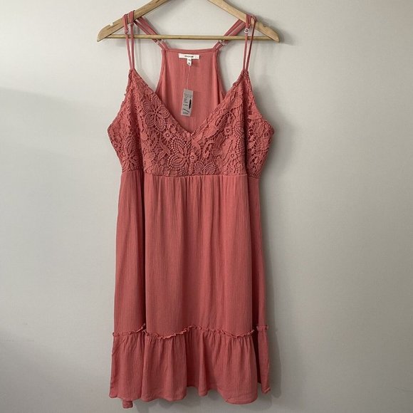 🌸BNWT!🌸 Maurices Boho Midi Dress XL Pink Crochet - Picture 2 of 13